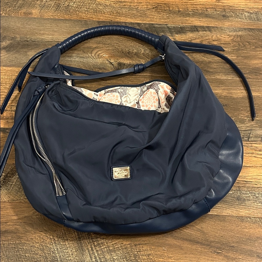Oversized Tassels Hobo Bag David Jones Nylon Circle Navy Hobo Bag